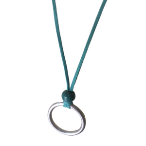Recycled Metal Ring Necklace with Ceramic Bead