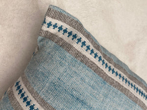 Summer Stripe Lumbar Cushion Cover in Indigo Blue