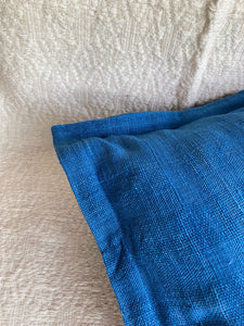 Check Weave Cushion Cover in Indigo Blue