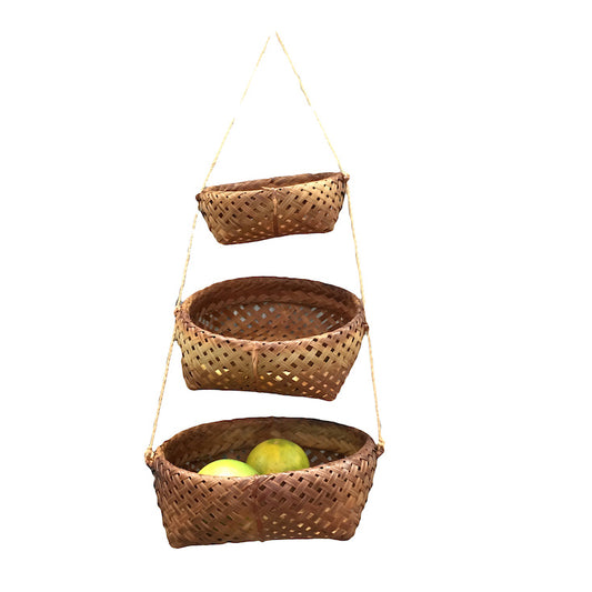 Hanging Bamboo Baskets - Set of 3
