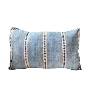 Summer Stripe Lumbar Cushion Cover in Indigo Blue